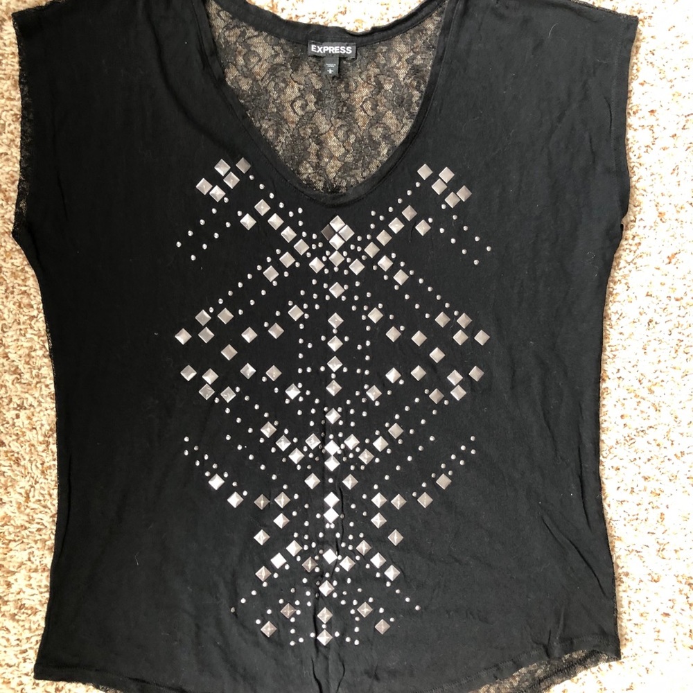 Express black tee with studded design